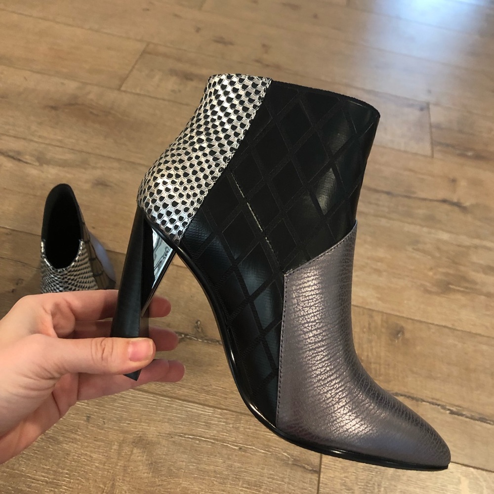 New United Nude Structural Silver Black Booties